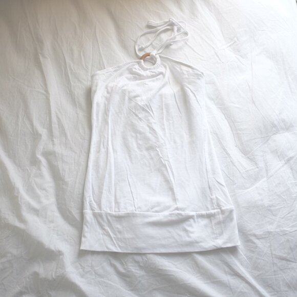 Paris Blues white cotton top neck tie with wooden ring XS - Picture 1 of 1